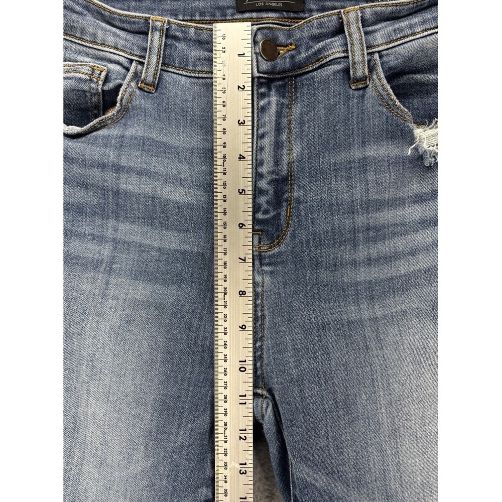 Judy Blue Jeans Womens 13/31 Light Wash Distressed Raw Hem Skinny Casual Stretch - Picture 11 of 12